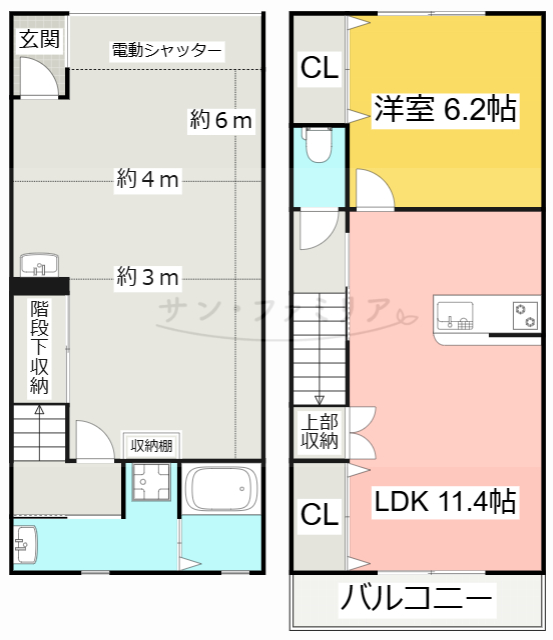 豊橋市西浜町のアパートの間取り