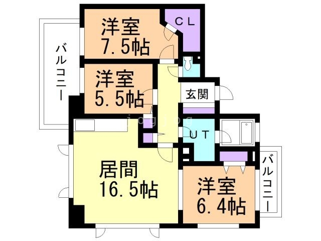 【札幌市中央区北二条西のマンションの間取り】