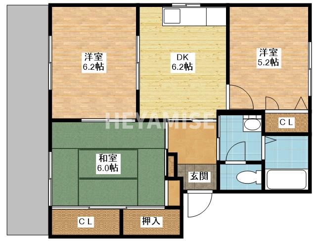 長崎市上戸石町のアパートの間取り