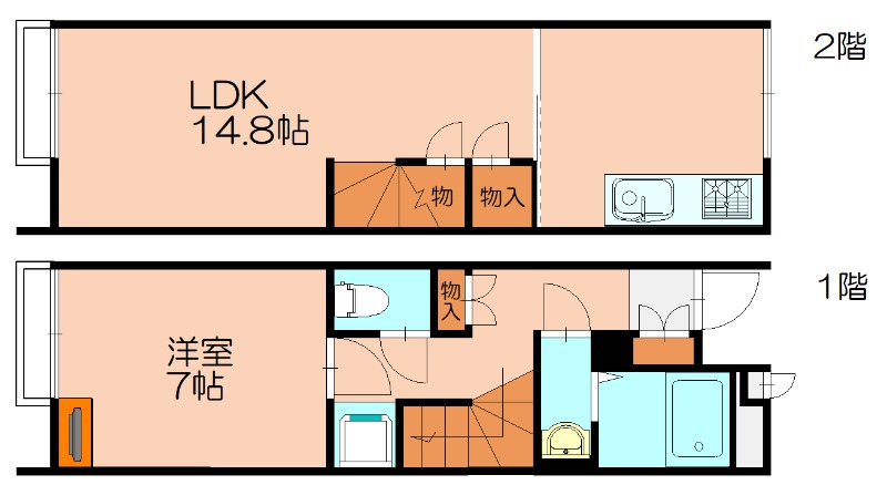 糟屋郡粕屋町駕与丁のアパートの間取り