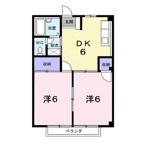 福山市南手城町のアパートの間取り