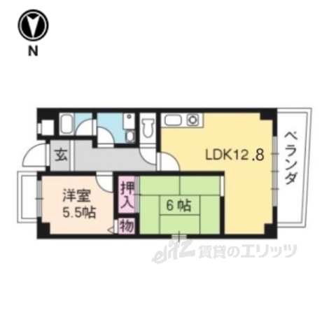 京都市伏見区竹田西桶ノ井町のマンションの間取り