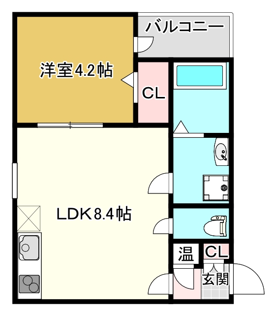 東大阪市御厨東のアパートの間取り