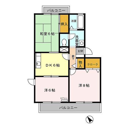 袖ケ浦市蔵波のアパートの間取り