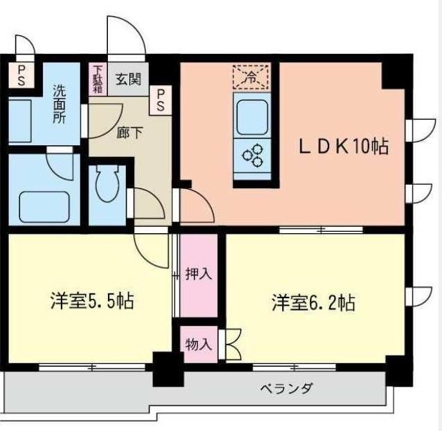 小田急線 相模大野駅 徒歩4分 7階建 築32年の間取り写真
