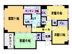 地下鉄東西線 新さっぽろ駅 徒歩10分 8階建 築38年の間取り写真