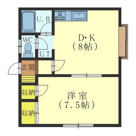 北斗市七重浜のアパートの間取り