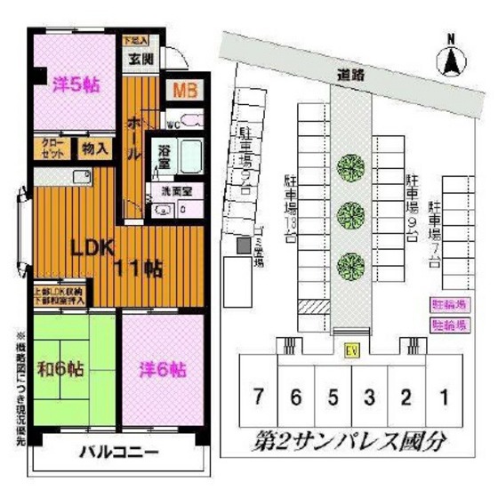 郡山市台新のマンションの間取り