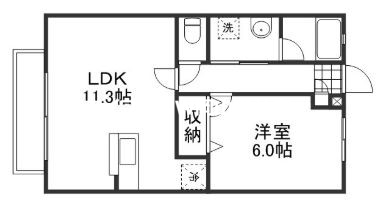 岡山市北区十日市東町のアパートの間取り