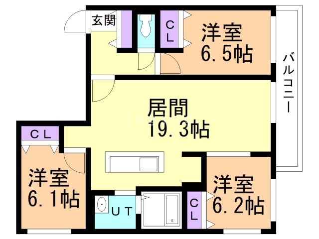 札幌市中央区南十一条西のマンションの間取り