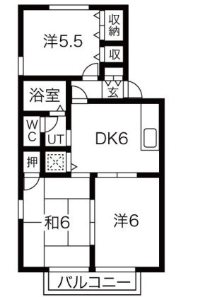 加古川市加古川町河原のアパートの間取り