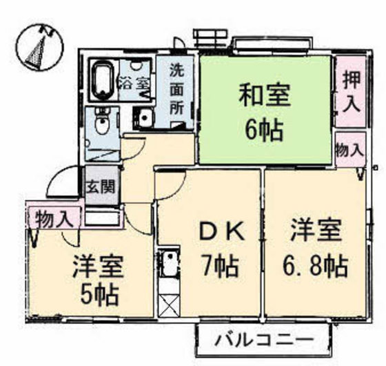 廿日市市陽光台のアパートの間取り