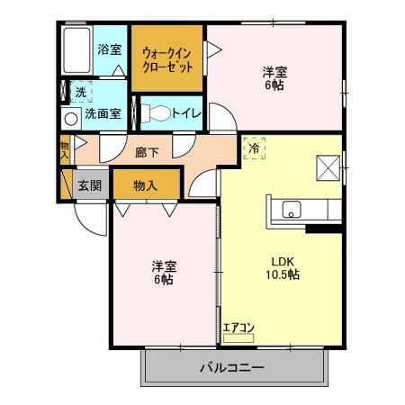 ひたちなか市大字稲田のアパートの間取り