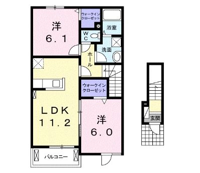 日光市土沢のアパートの間取り