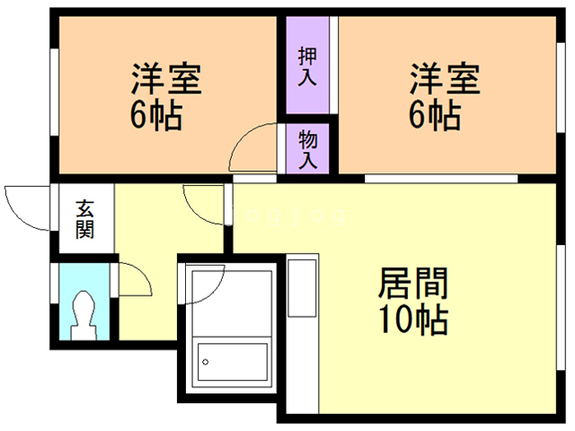 札幌市西区西野八条のアパートの間取り