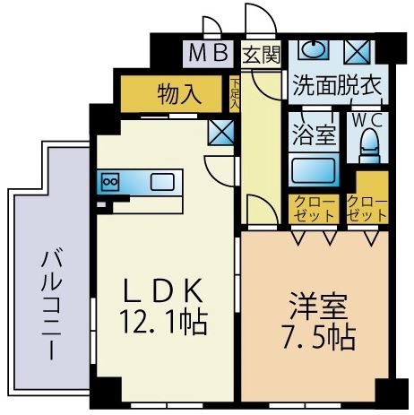 福岡市西区内浜のマンションの間取り