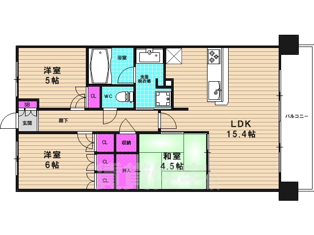 向日市寺戸町のマンションの間取り