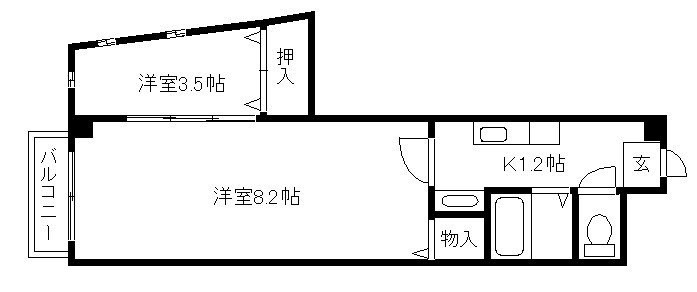 京都市右京区西院乾町のマンションの間取り