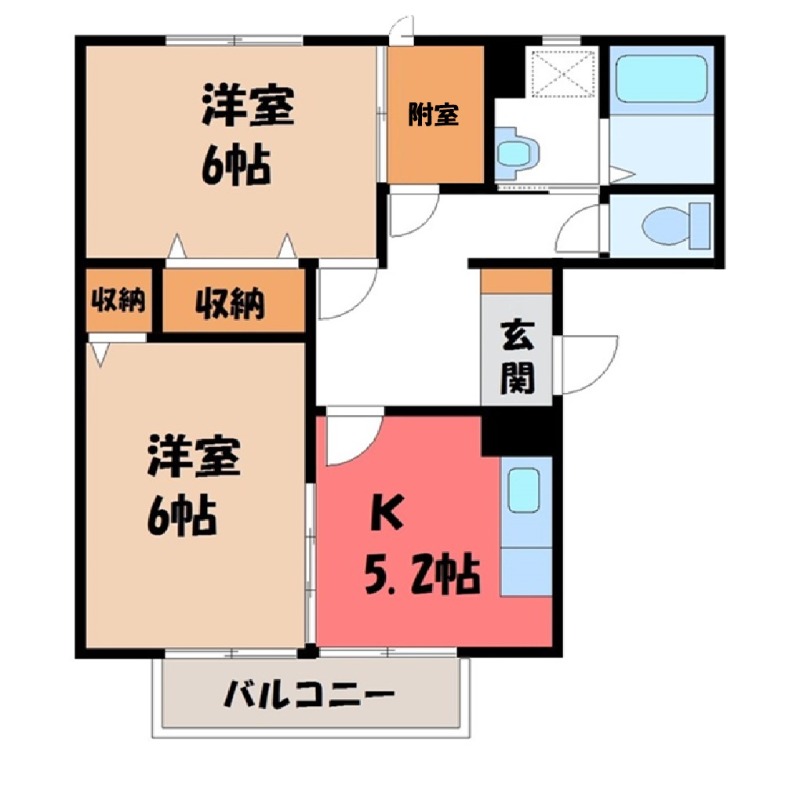 小山市犬塚のアパートの間取り