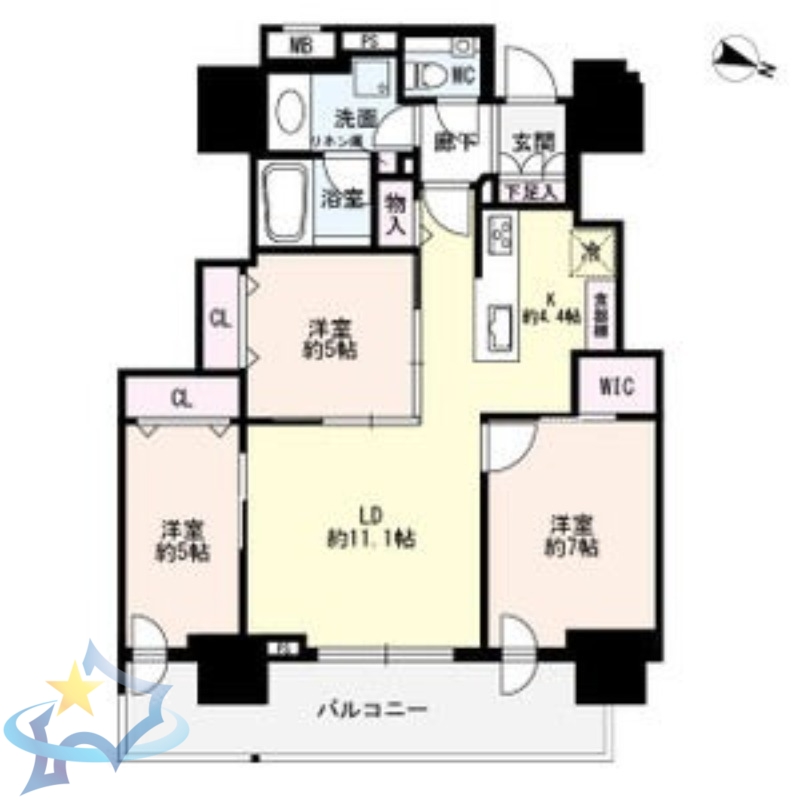 【札幌市中央区北三条東のマンションの間取り】