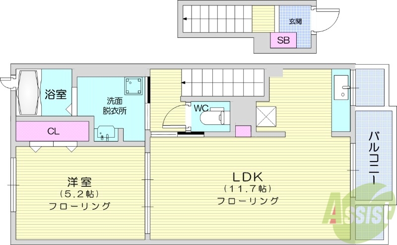 岩沼市押分のアパートの間取り