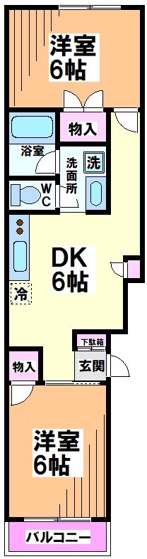 京王線 下高井戸駅 徒歩6分 2階建 築41年の間取り写真
