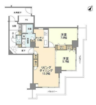東京メトロ日比谷線 人形町駅 徒歩7分 46階建 築22年の間取り写真
