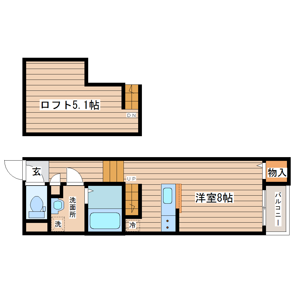 仙台市青葉区青葉町のアパートの間取り