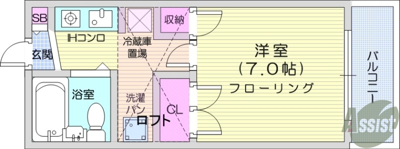 仙台市泉区上谷刈のアパートの間取り