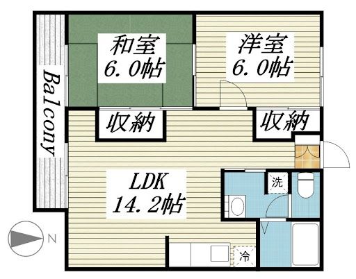 和歌山市園部のアパートの間取り