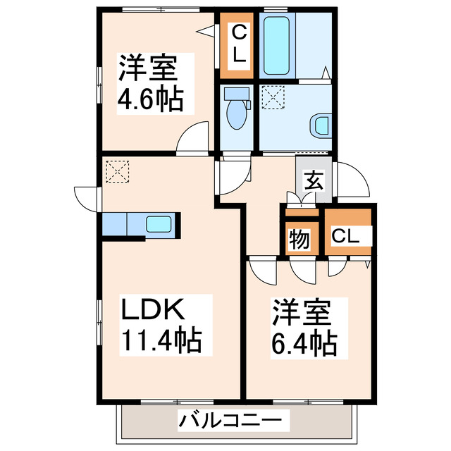 上益城郡益城町大字広崎のアパートの間取り