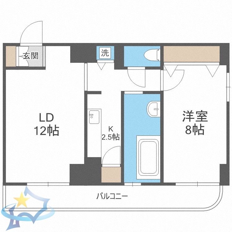 【札幌市中央区南六条西のマンションの間取り】