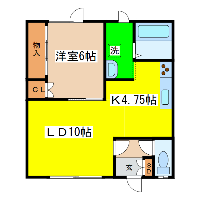 釧路市鳥取大通のアパートの間取り