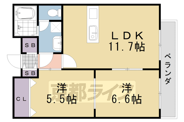 【亀岡市篠町篠のアパートの間取り】