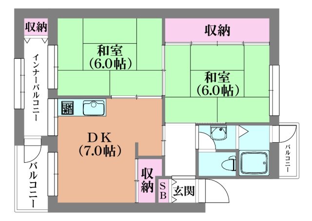 【神戸市須磨区離宮西町のマンションの間取り】