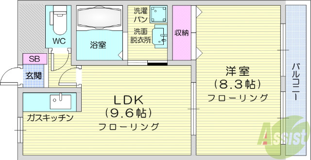 仙台市宮城野区田子のマンションの間取り