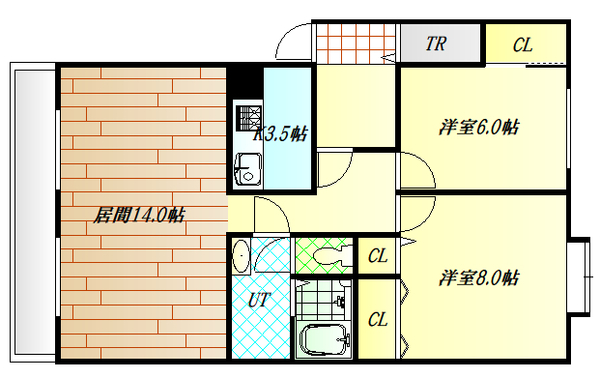 旭川市七条通のアパートの間取り