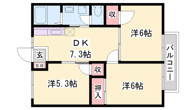 網干区坂上アパート2の間取り