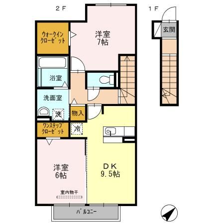 和歌山市狐島のアパートの間取り