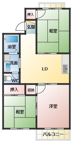 富田林市加太のマンションの間取り