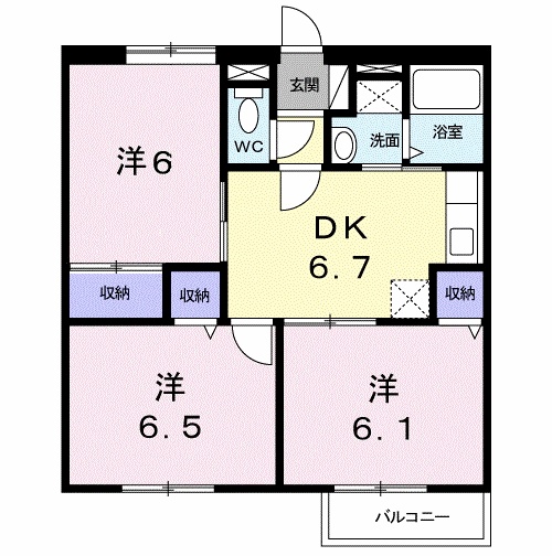 出雲市渡橋町のアパートの間取り