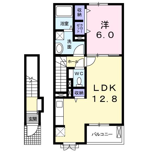 防府市大字新田のアパートの間取り