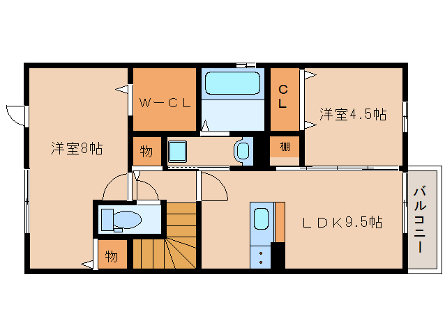 磯城郡田原本町大字八尾のアパートの間取り