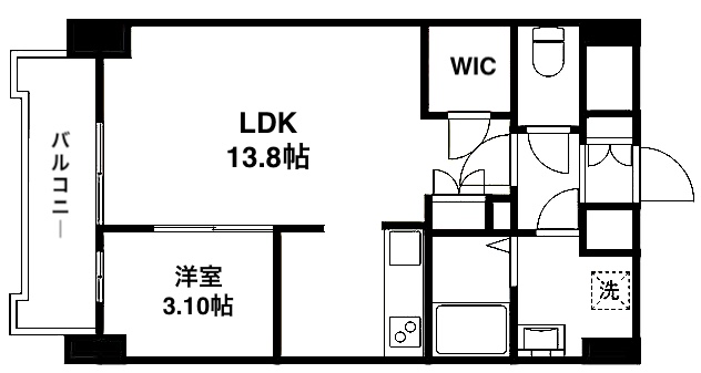 北九州市小倉北区古船場町のマンションの間取り