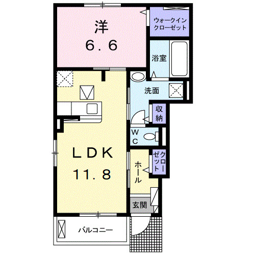 小田原市永塚のアパートの間取り