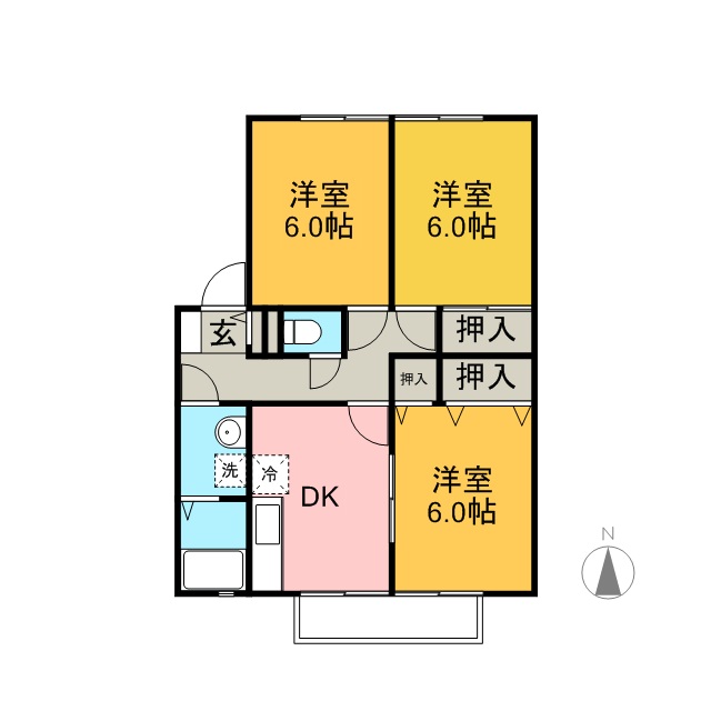 メルベーユ岩之谷B棟の間取り