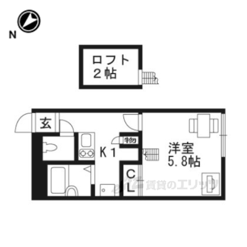 宇治市大久保町のアパートの間取り