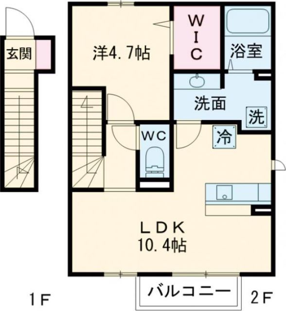 北九州市八幡西区楠橋下方のアパートの間取り