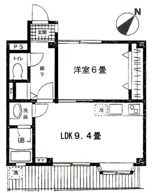 京王新線 幡ケ谷駅 徒歩5分 3階建 築28年の間取り写真