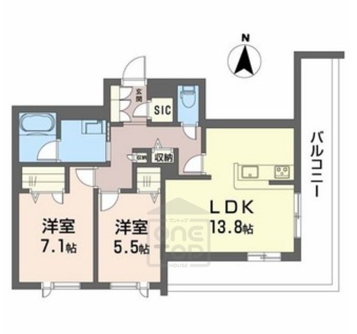 箕面市瀬川のマンションの間取り